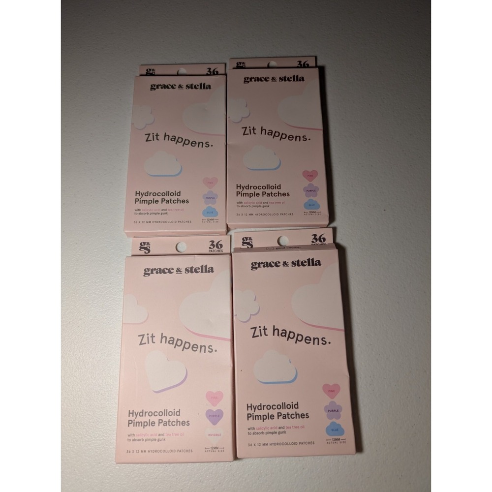 Lot of 4 Grace & Stella Hydrocolloid Pimple Patches 36ct Each New‎ Exp 2027